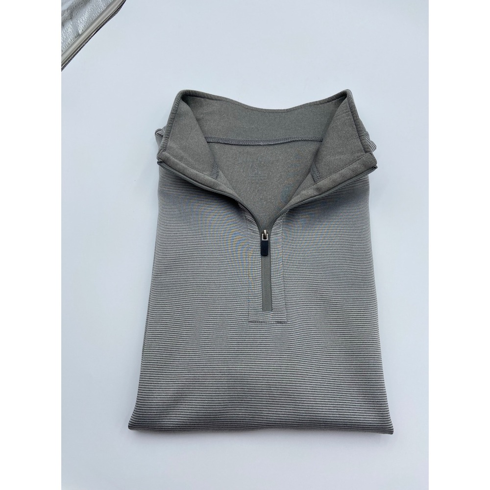 Hickey Freeman Vest Gray Striped Quarter Zip Performance Golf Sleeveless Large